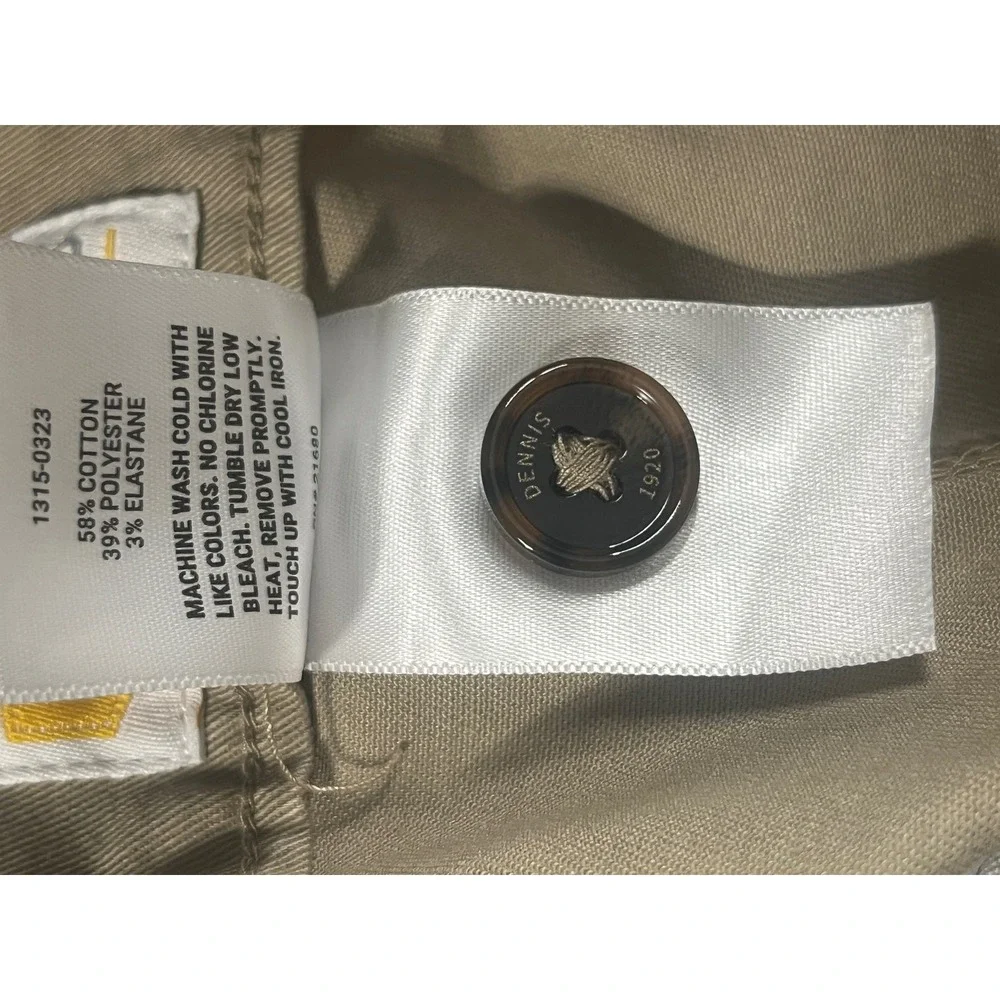 Dennis Chino Pants Mens 36x32 Flat Front Stretch Twill Khaki Tan 078500
